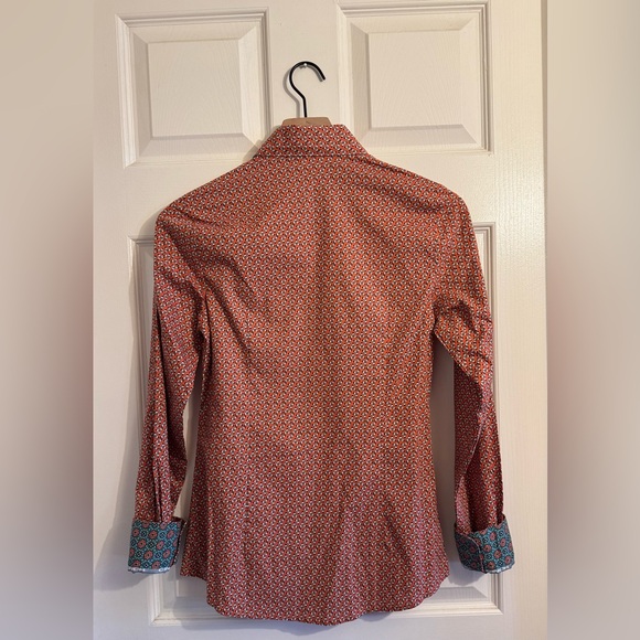 Cinch Women's Orange Geo Print Long Sleeve Western Shirt Xs Button Down - Picture 8 of 9